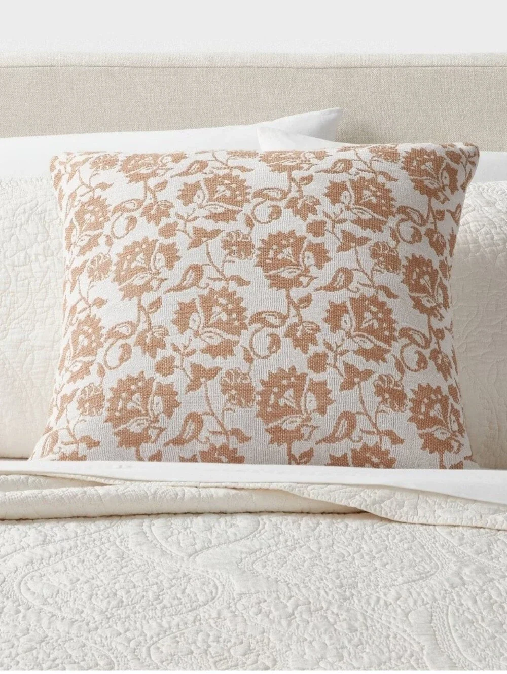 Threshold Woven Floral Decorative Pillow Euro Brown